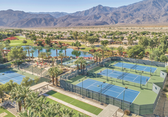 tennis courts in a desert environment
