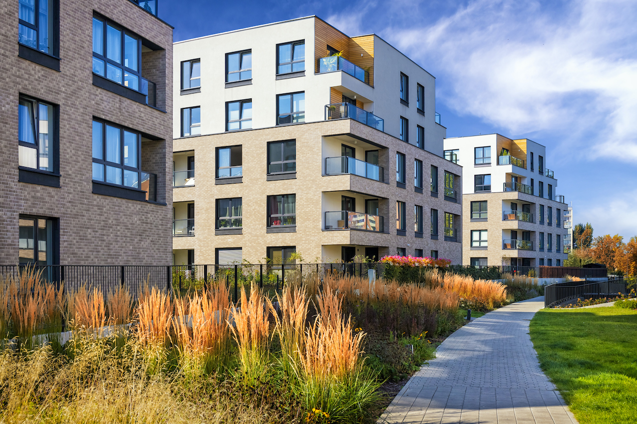 apartment buildings in fall