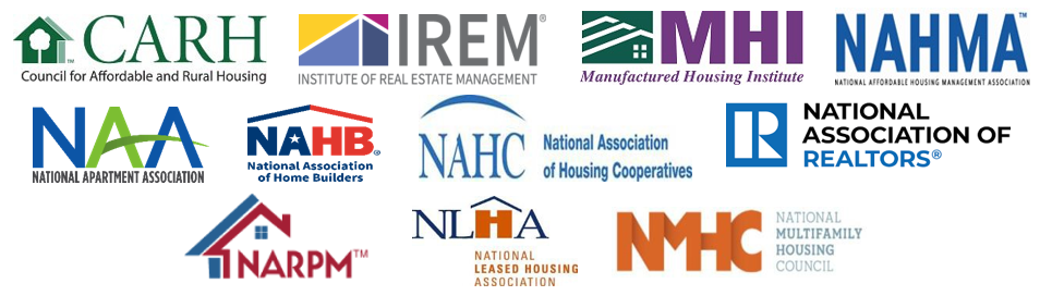 CARH, IREM, MHI, NAHMA,NAA,NAHB,NAHC,National Association of relators, NARPM, National Leased Housing Association, NMHC