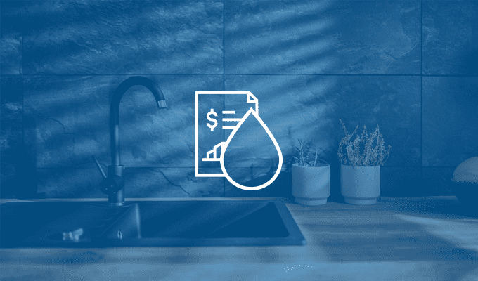 sink with water bill icon overlaid