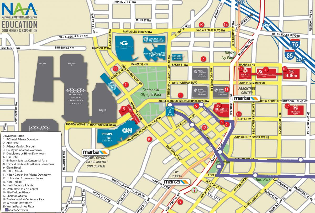 Map Of Hotels In Atlanta Ga 