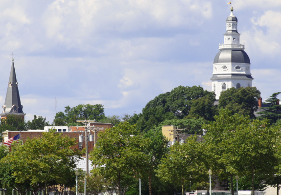 image of a small town skyline in Maryland