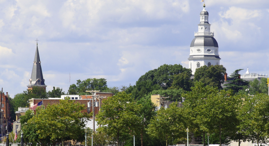 image of a small town skyline in Maryland