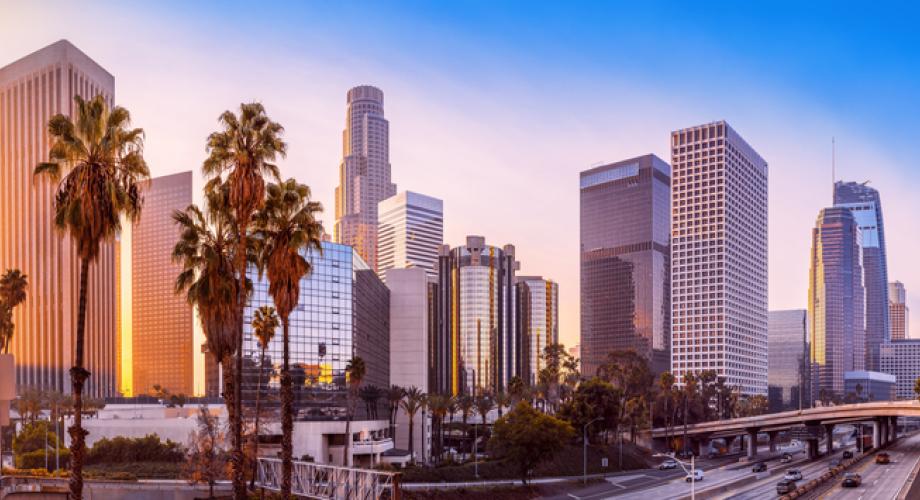 Photo of the LA skyline.