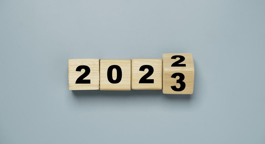 blocks with each digit of 2022, switching to 2023