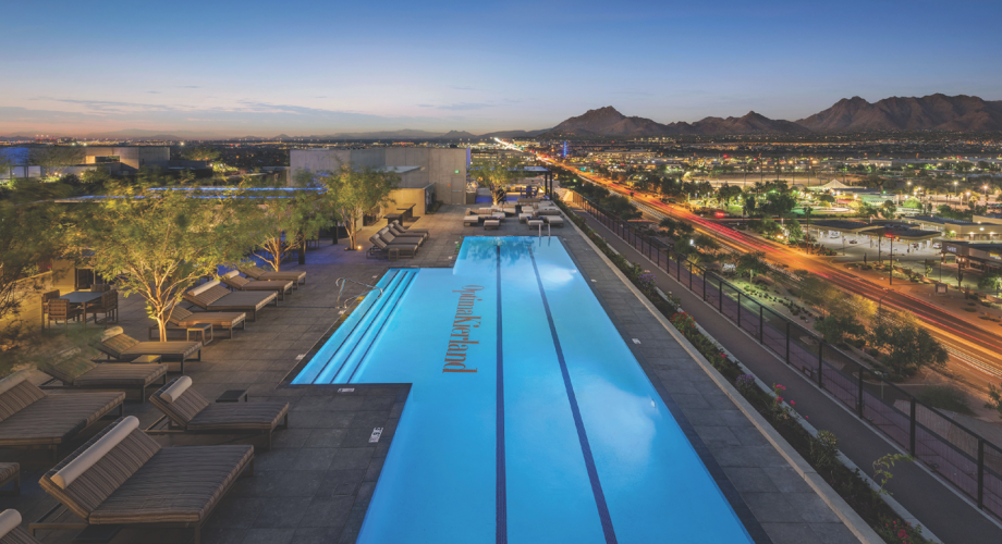 outdoor pool on apartment building roof