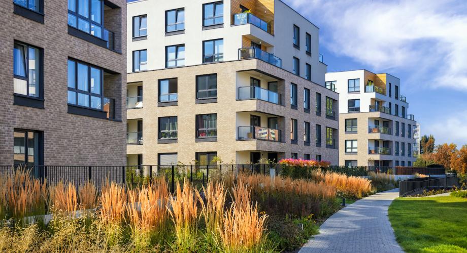 apartment buildings in fall